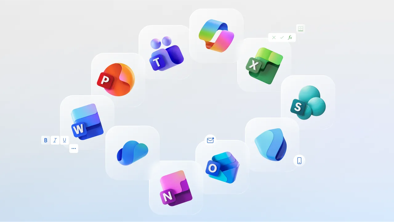 Microsoft 365 programų piktogramos